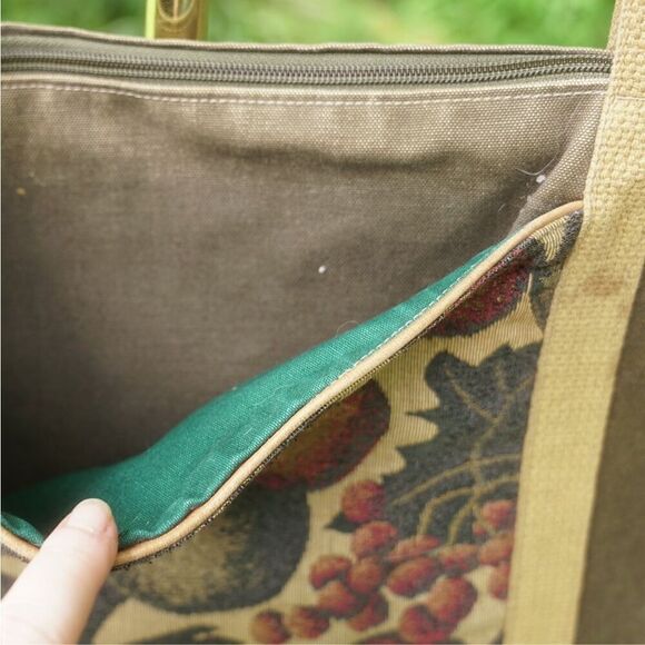 Vintage 90s Handmade Medieval Fruit Tapestry Tote Bag - Picture 6 of 7